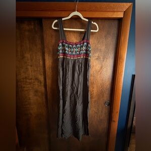 NATURAL LIFE Floral Embroidered Maxi Dress - charcoal and Multicolor. L/XL